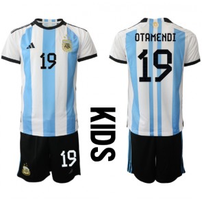 Argentina Nicolas Otamendi #19 Dětské Domácí dres komplet MS 2022 Krátký Rukáv (+ trenýrky)
